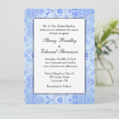 Blue Damask Wedding Uitnodiging (Staand voorkant)