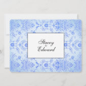 Blue Damask Wedding Uitnodiging (Achterkant)