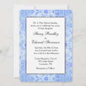 Blue Damask Wedding Uitnodiging (Voorkant)