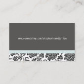 Blue Damask Wedding Website Visitekaartje Informatiekaartje (Achterkant)