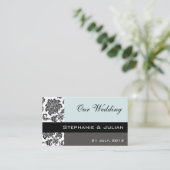 Blue Damask Wedding Website Visitekaartje Informatiekaartje (Staand voorkant)