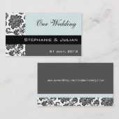 Blue Damask Wedding Website Visitekaartje Informatiekaartje (Voorkant / Achterkant)
