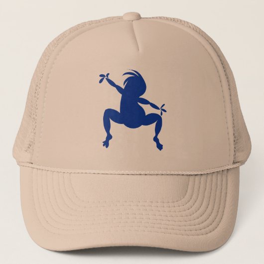 Blue Dancing Kokopelli Trucker Pet (Voorkant)