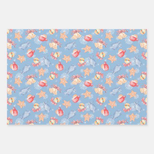 Blue Dancing Snowman Holiday Inpakpapier Vel (Voorkant 2)