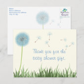 Blue Dandelion Bedankt Briefkaart (Voorkant / Achterkant)
