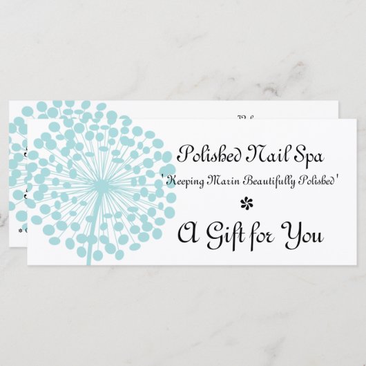 Blue Dandelion Flower Cadeaubon (Voorkant / Achterkant)