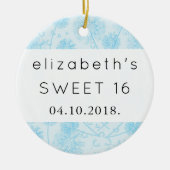 Blue Dandelion Flowers, Floral Sweet 16 Keramisch Ornament (Voorkant)