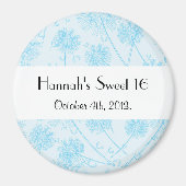 Blue Dandelion Flowers, Floral Sweet 16 Magneet (Voorkant)