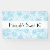 Blue Dandelion Flowers, Floral Sweet 16 Spandoek (Horizontaal)