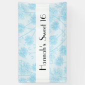 Blue Dandelion Flowers, Floral Sweet 16 Spandoek (Verticaal)