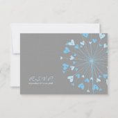 Blue Dandelion Flowers Love Wedding RSVP Kaart (Achterkant)