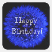 Blue Dandelion Happy Birthday Sticker (Voorkant)