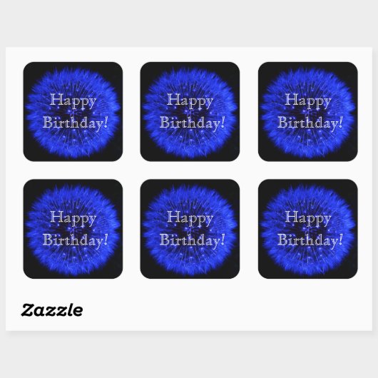 Blue Dandelion Happy Birthday Sticker (Vel)
