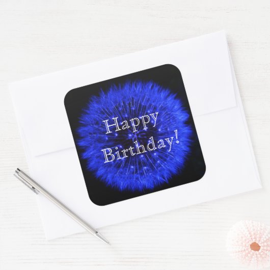 Blue Dandelion Happy Birthday Sticker (Envelop)