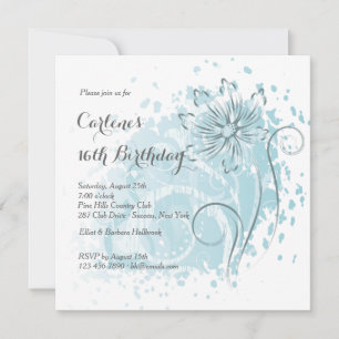Blue Dandelion Invitation Kaart