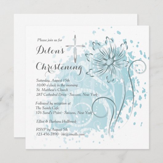 Blue Dandelion uitnodiging (Voorkant / Achterkant)