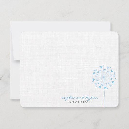 Blue Dandelions Love Hearts Weddenschap Hartelijk Bedankkaart (Voorkant)