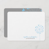 Blue Dandelions Love Hearts Weddenschap Hartelijk Bedankkaart (Voorkant / Achterkant)