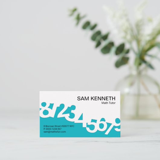 Blue Dansings Numbers Wave Wiskunde Tutor Visitekaartje (Staand voorkant)