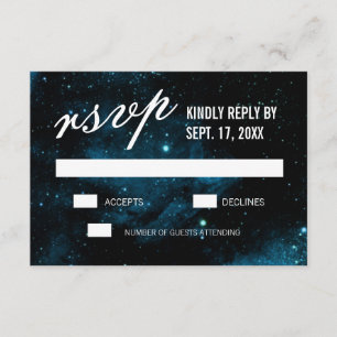 Blue Dark Galaxy Bruiloft RSVP Kaarten Kaartje