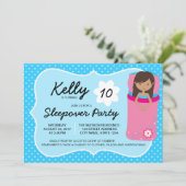 Blue Dark Slapepover Party Birthday Invitation Kaart (Staand voorkant)