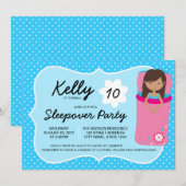 Blue Dark Slapepover Party Birthday Invitation Kaart (Voorkant / Achterkant)