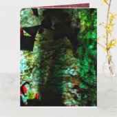 Blue dark texture Folded Greeting Card,Calm color Kaart (Gele Bloem)