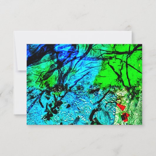 Blue darkness abstract invitation,Abstract blue In Kaart (Voorkant)