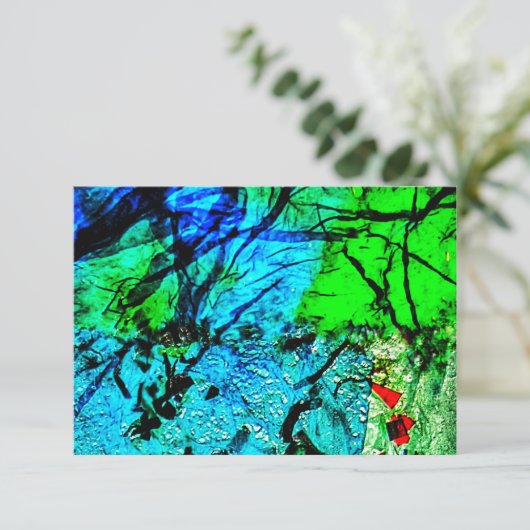 Blue darkness abstract invitation,Abstract blue In Kaart (Staand voorkant)