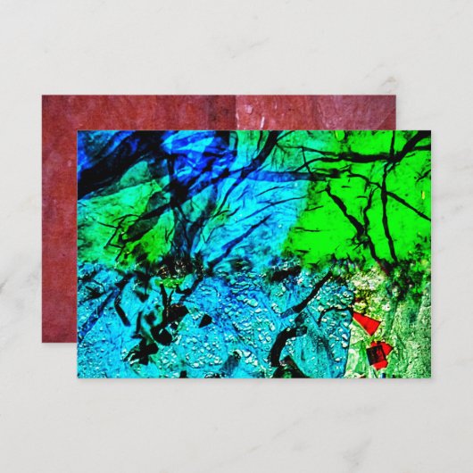 Blue darkness abstract invitation,Abstract blue In Kaart (Voorkant / Achterkant)