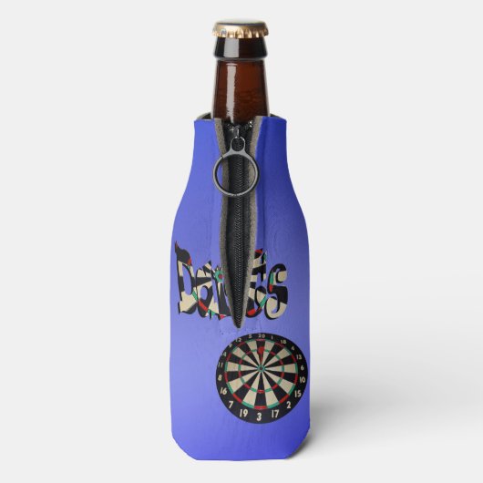 Blue Darts Logo Dartboard Design Flesjeskoeler (Fles Achterkant)