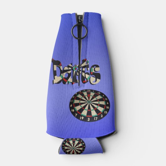 Blue Darts Logo Dartboard Design Flesjeskoeler (Achterkant)