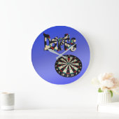 Blue Darts Logo Dartboard Design Grote Klok (Huis)