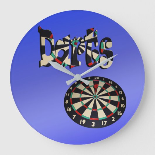 Blue Darts Logo Dartboard Design Grote Klok (Voorkant)