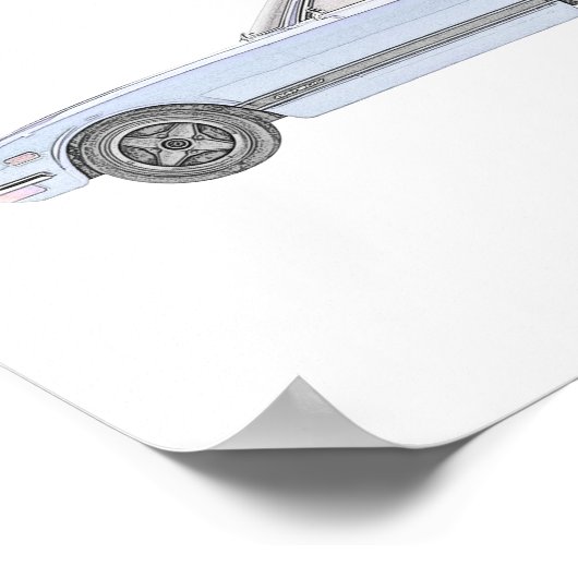 Blue Datsun 240Z Potcil Style Drawing Value Poster (Hoek)