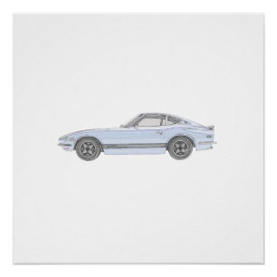 Blue Datsun 240Z-sportauto — perfect Poster