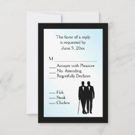 Blue Day Gay Weddenschap met menukeuze RSVP Kaartje