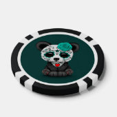 Blue Day of the Dead Sugar Skull Panda op Blauwgro Pokerchips (Enkel)