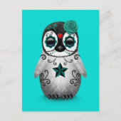 Blue Day of the Dead Sugar Skull Penguin Briefkaart (Voorkant)