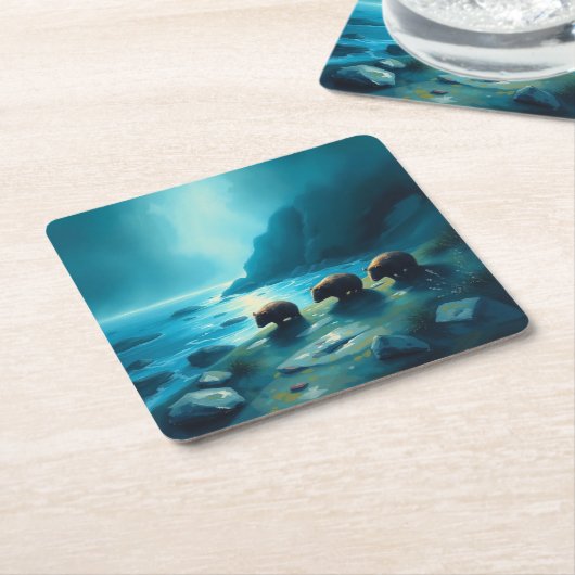 Blue Day Wombats Kartonnen Onderzetters (Schuin)