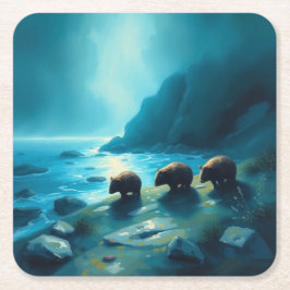 Blue Day Wombats Kartonnen Onderzetters