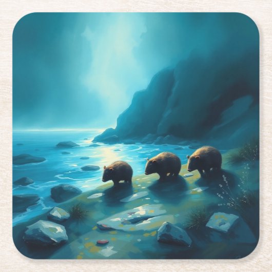 Blue Day Wombats Kartonnen Onderzetters (Voorkant)