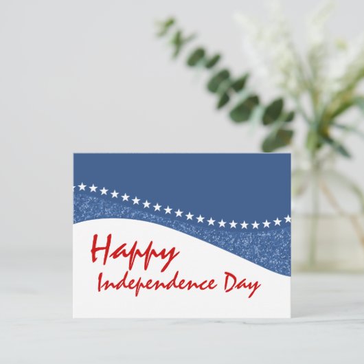 Blue Dazzling Star Curves 4 juli Briefkaart (Staand voorkant)