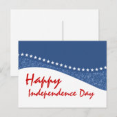 Blue Dazzling Star Curves 4 juli Briefkaart (Voorkant / Achterkant)