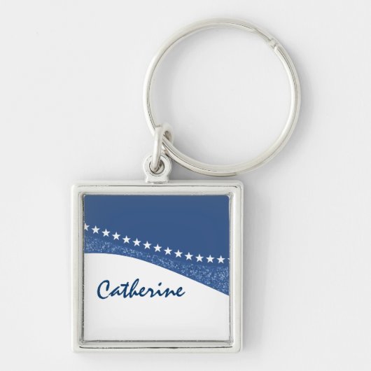 Blue Dazzling Star Curves Premium Sleutelhanger (Voorkant)
