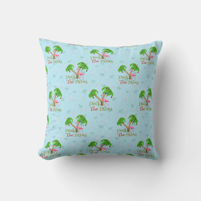 Blue Deck The Palms Tropical Christmas Santa Flami Kussen (Voorkant)