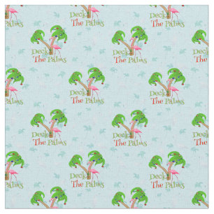 Blue Deck The Palms Tropical Christmas Santa Flami Stof