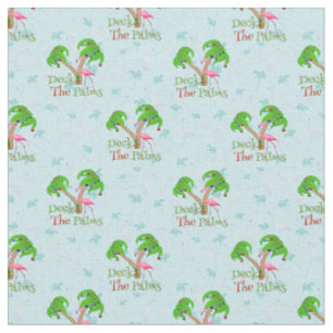 Blue Deck The Palms Tropical Christmas Santa Flami Stof