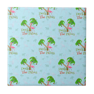 Blue Deck The Palms Tropical Christmas Santa Flami Tegeltje
