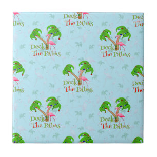 Blue Deck The Palms Tropical Christmas Santa Flami Tegeltje